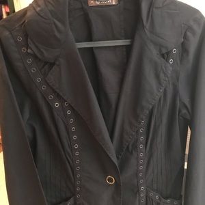 Black jacket with grommet detailing